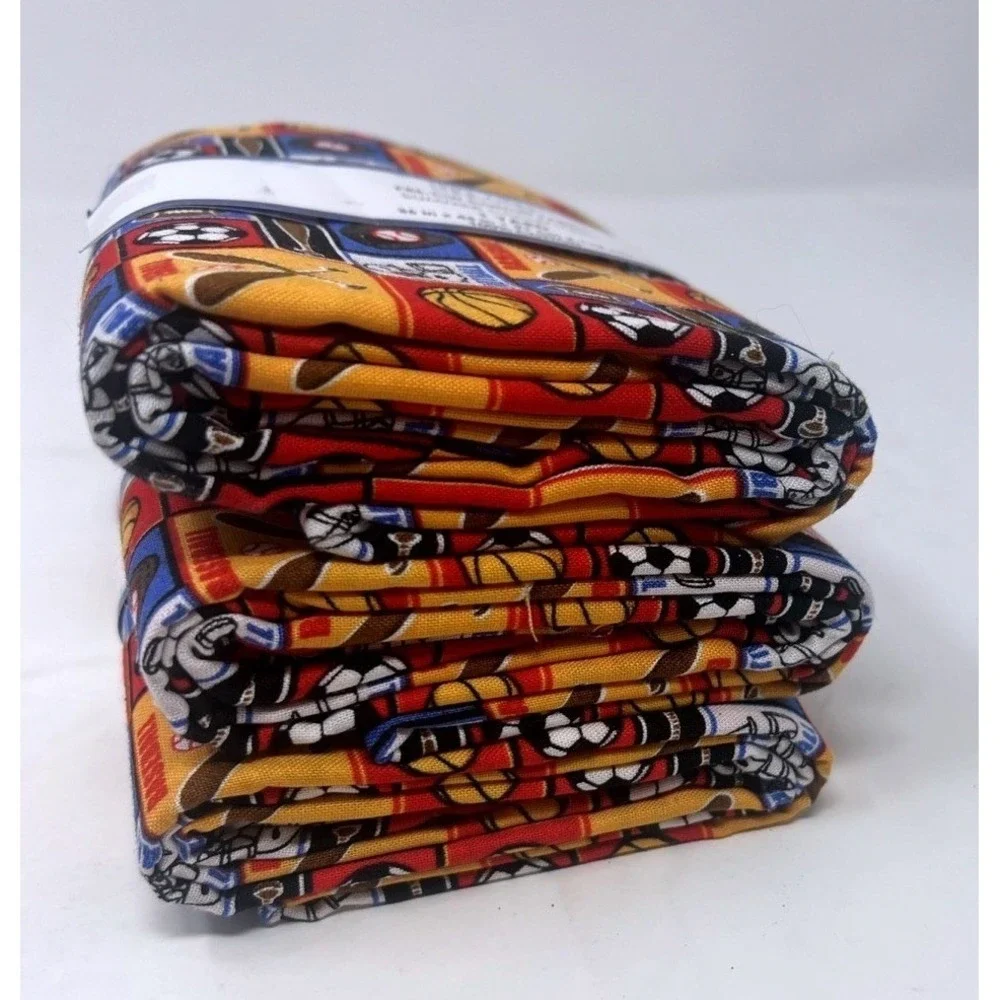 Lot Of 3 Emma & Mila Sports Blocks-Colorful 100% Cotton Woven Fabric-3 Yards New